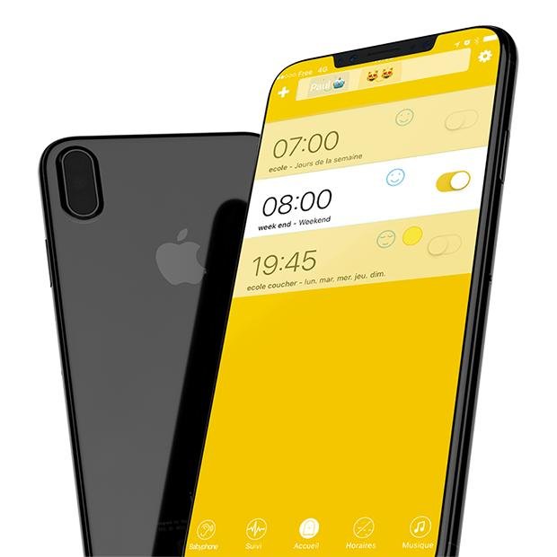 Capture d’un réveil affiché sur un smartphone avec des horaires programmés sur l’écran.
